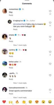 Costeen Hatzi's comment on Nick Kyrgios' post - Via Instagram/@k1ngkyrg1os